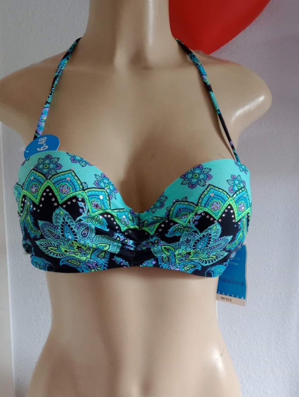 Catalina Teal Paisley Halter Bikini Top
